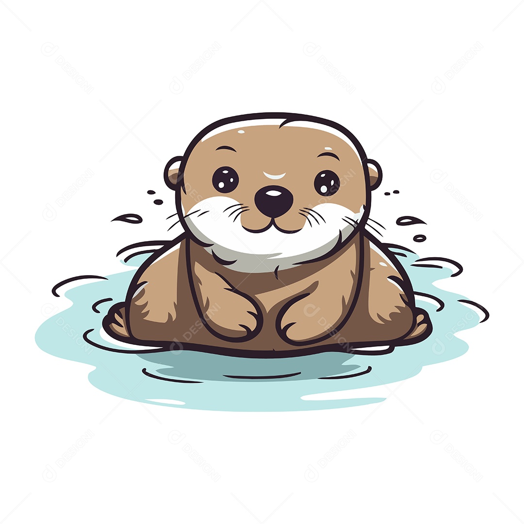 Lontra Fofa de Desenho Animado Ilustração Vetor EPS