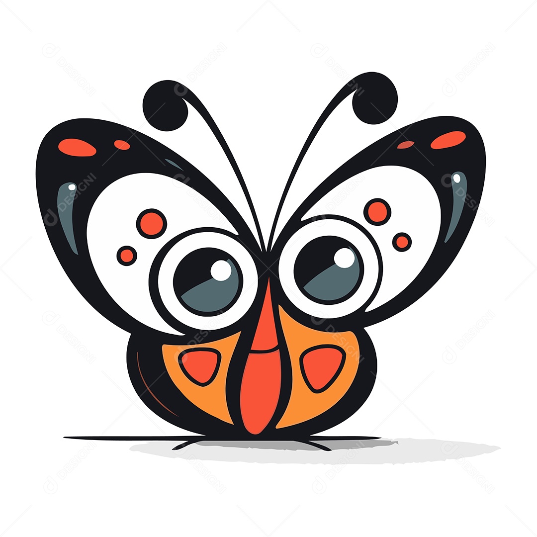 Borboleta de Desenho Animado Ilustração Vetor EPS