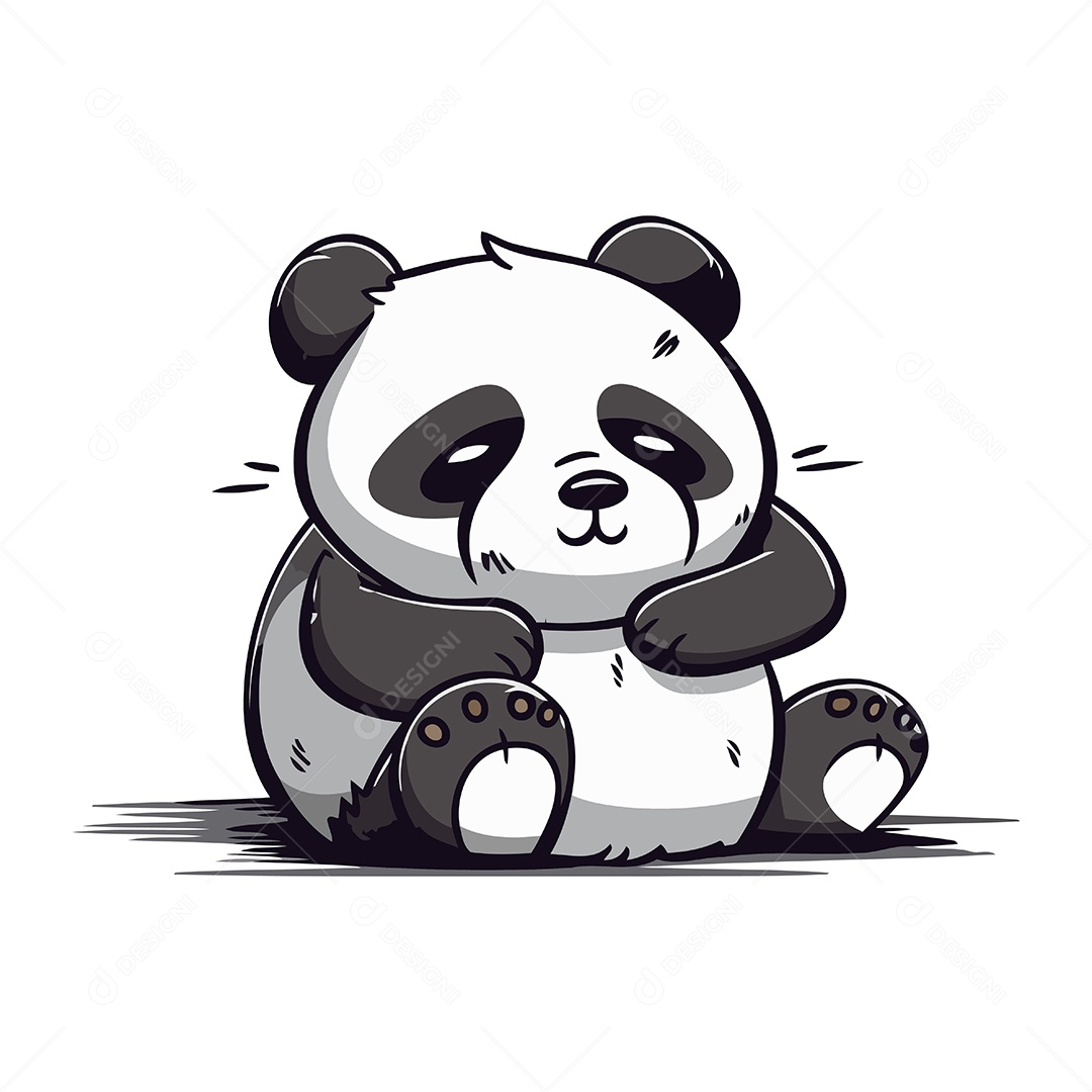 Urso Panda Fofo de Desenho Animado Ilustração Vetor EPS