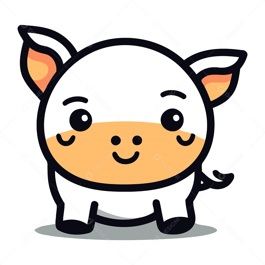 Vaca Fofa de Desenho Animado Ilustração Vetor EPS