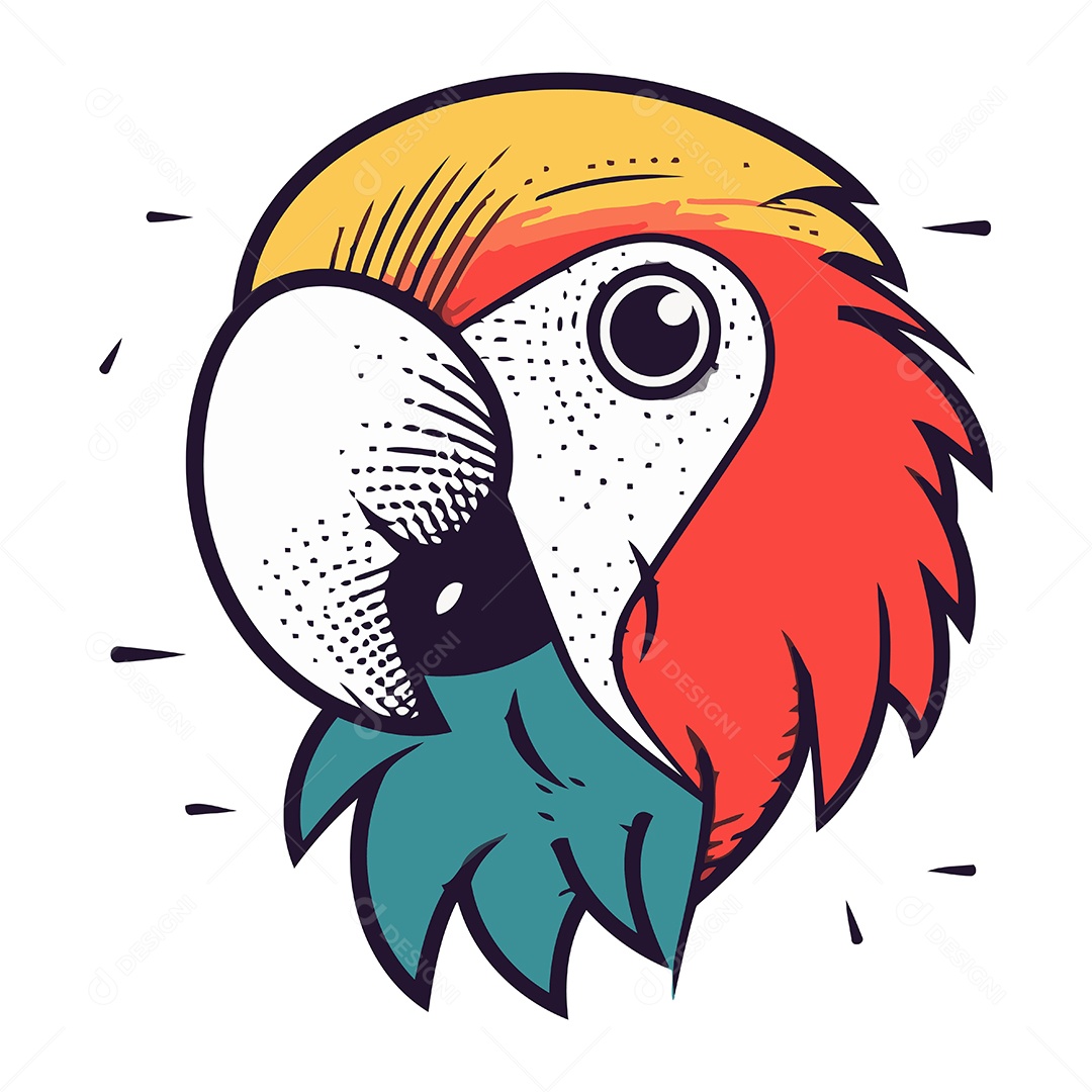 Cabeça de Papagaio Desenho Animado Ilustração Vetor EPS