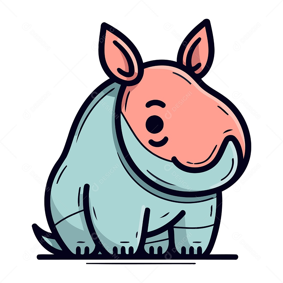 Rinoceronte de Desenho Animado Ilustração Vetor EPS