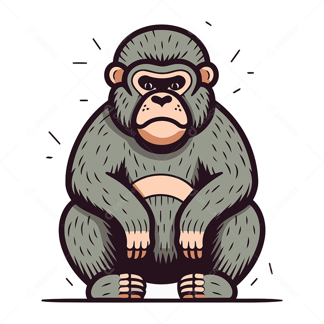 Chimpanzé de Desenho Animado Ilustração Vetor EPS