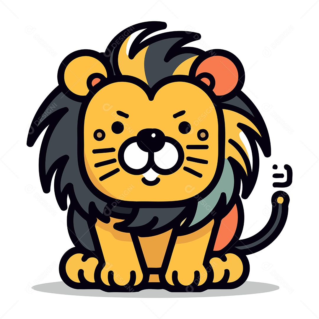 Leão de Desenho Animado Ilustração Vetor EPS