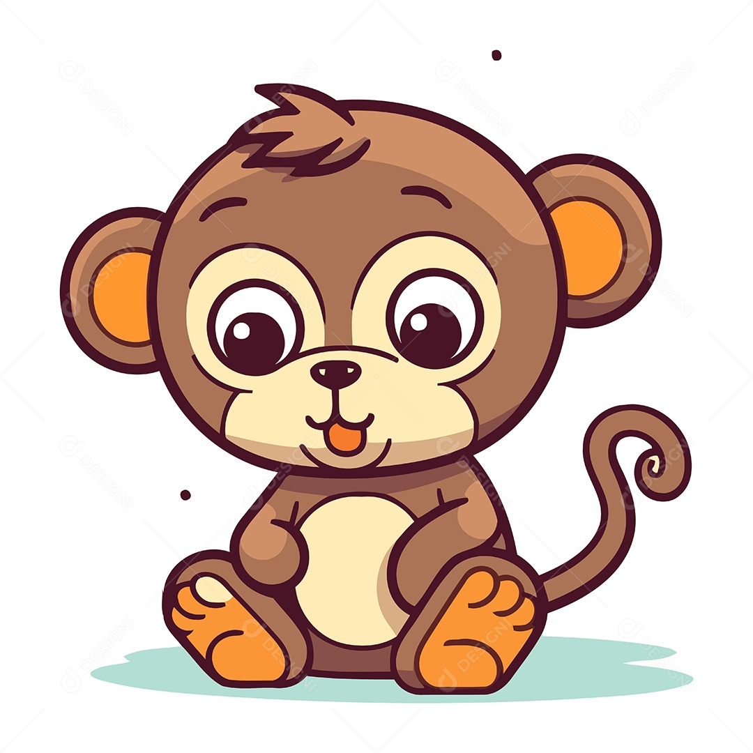 Macaco Fofo de Desenho Animado Ilustração Vetor EPS