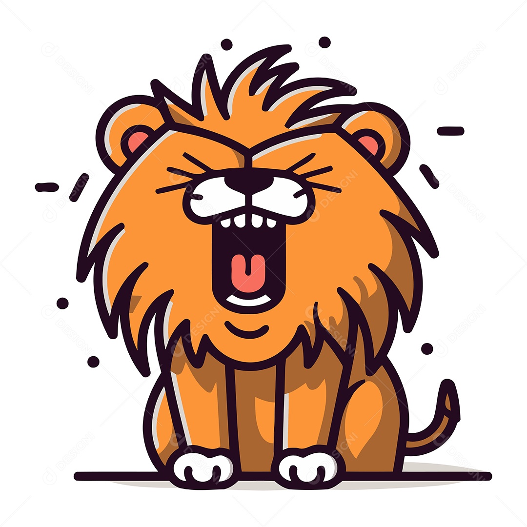 Leão de Desenho Animado Ilustração Vetor EPS