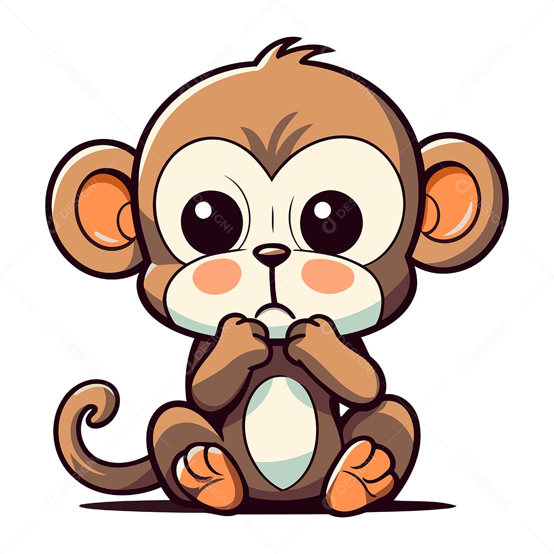 Macaco Fofo de Desenho Animado Ilustração Vetor EPS