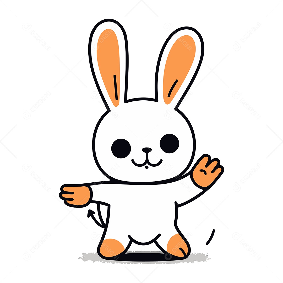 Coelhinho Fofo de Desenho Animado Ilustração Vetor EPS