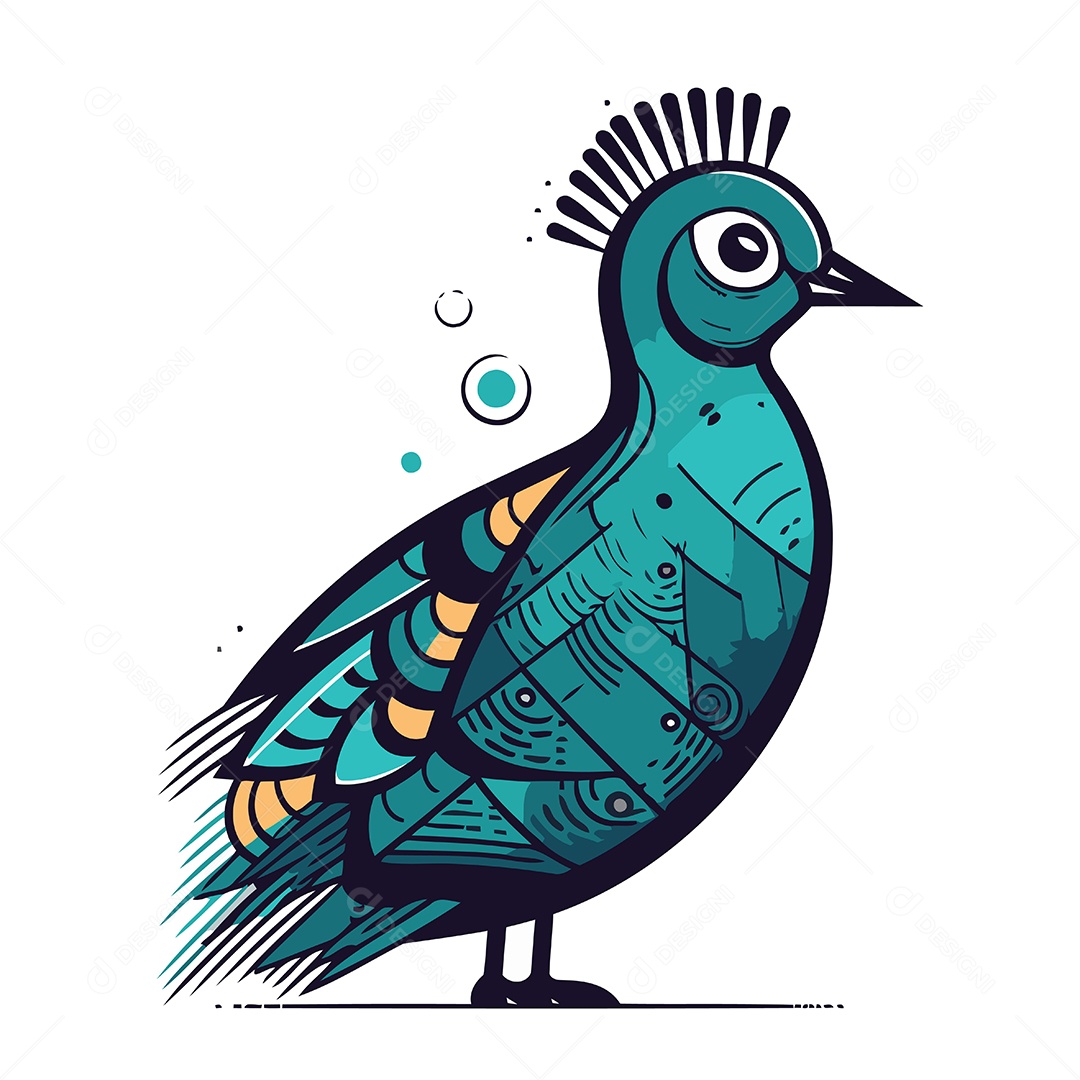 Pavão de Desenho Animado Ilustração Vetor EPS