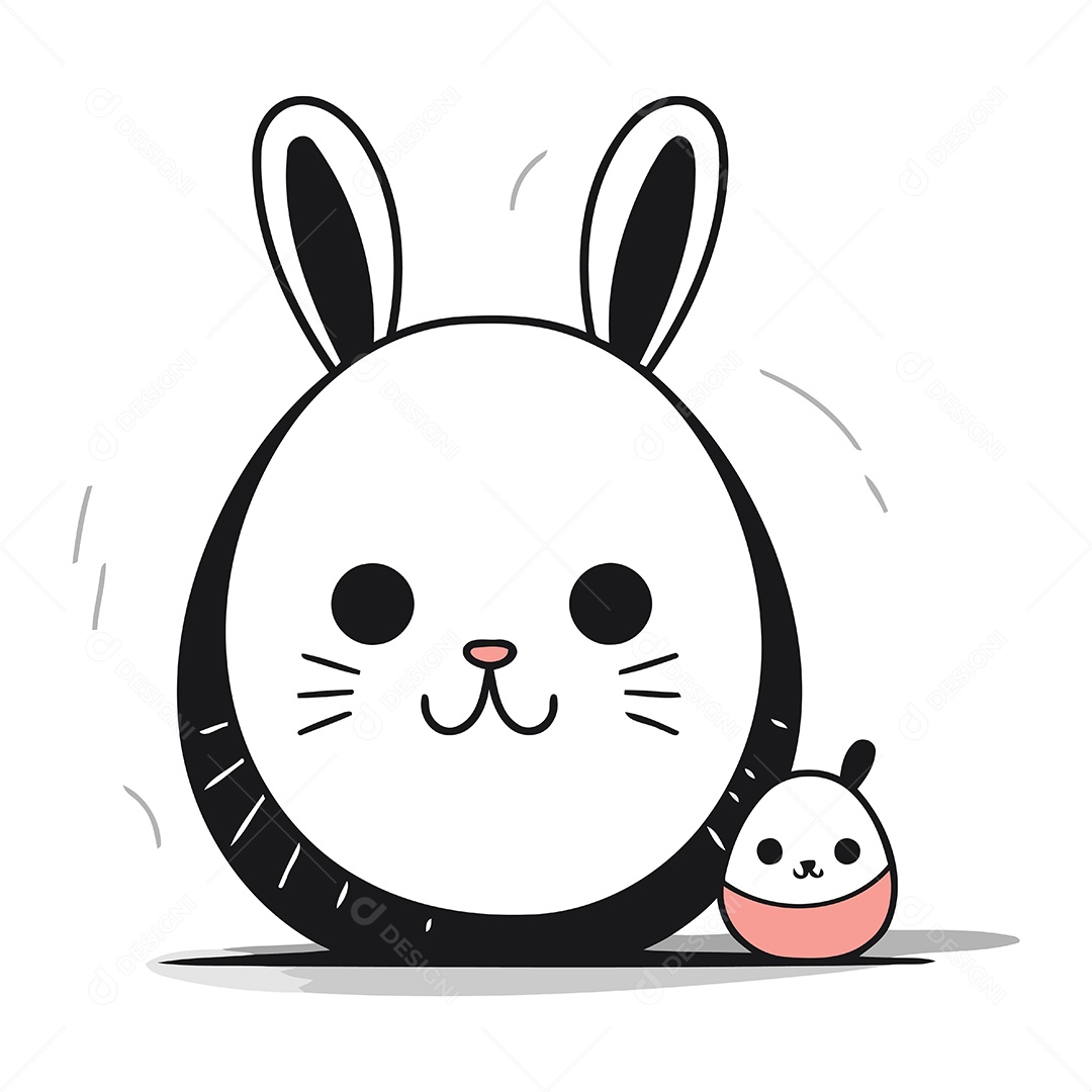 Coelhos em Forma de Ovos da Páscoa Desenho Animado Ilustração Vetor EPS