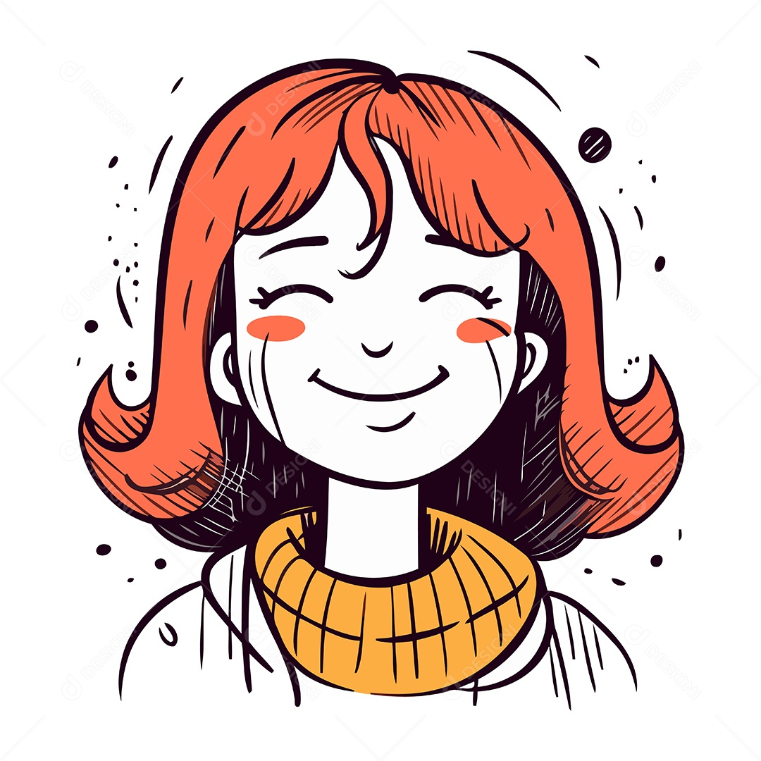 Menina com Cabelo Ruivo Ilustração Vetor EPS