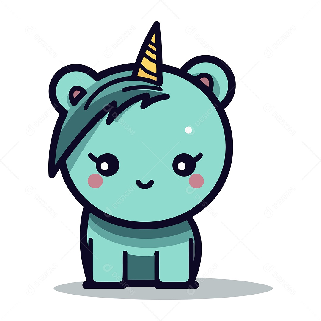 Unicórnio Fofo de Desenho Animado Ilustração Vetor EPS