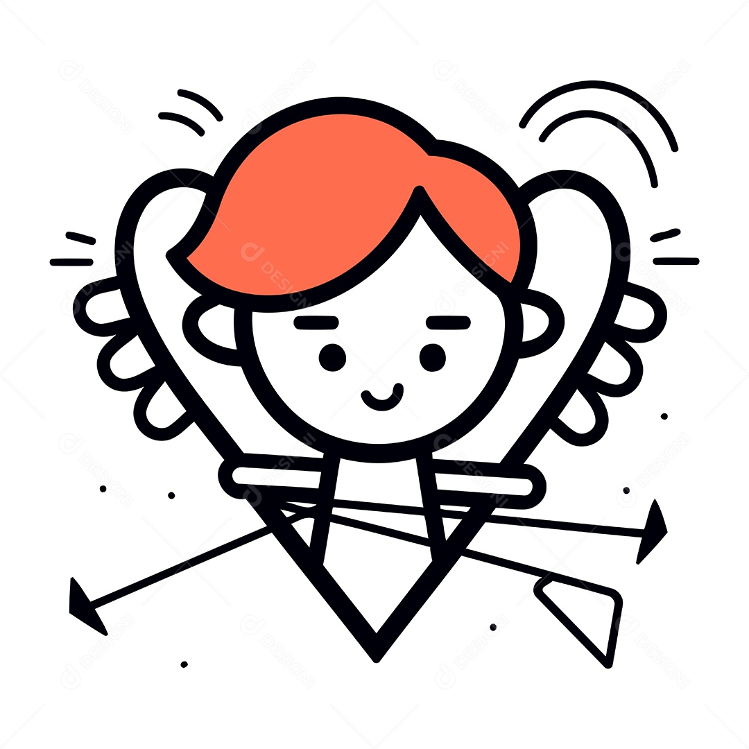 Cupido Bonitinho com Arco e Flecha Ilustração Vetor EPS