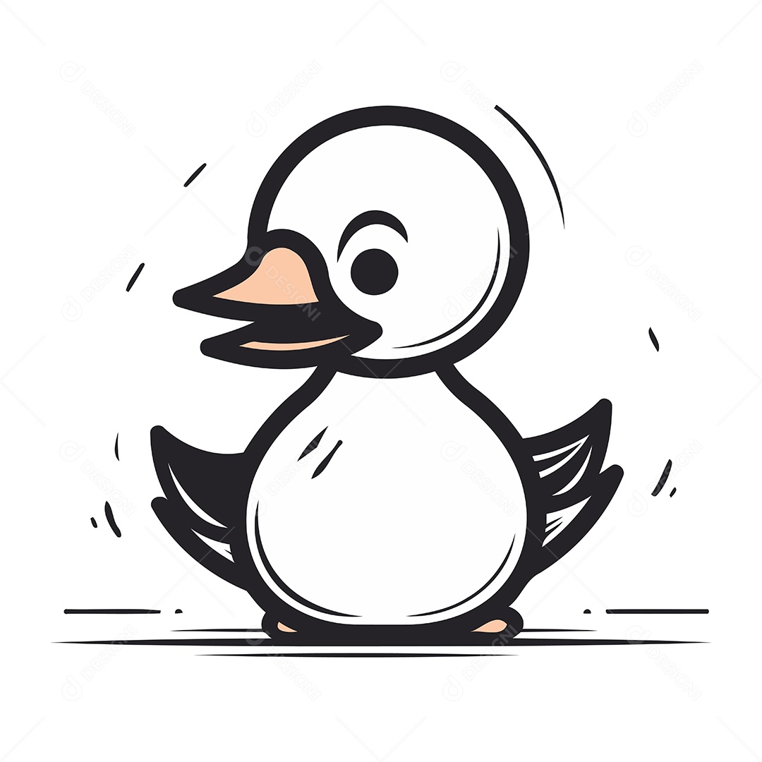 Pato Bonito de Desenho Animado Ilustração Vetor EPS