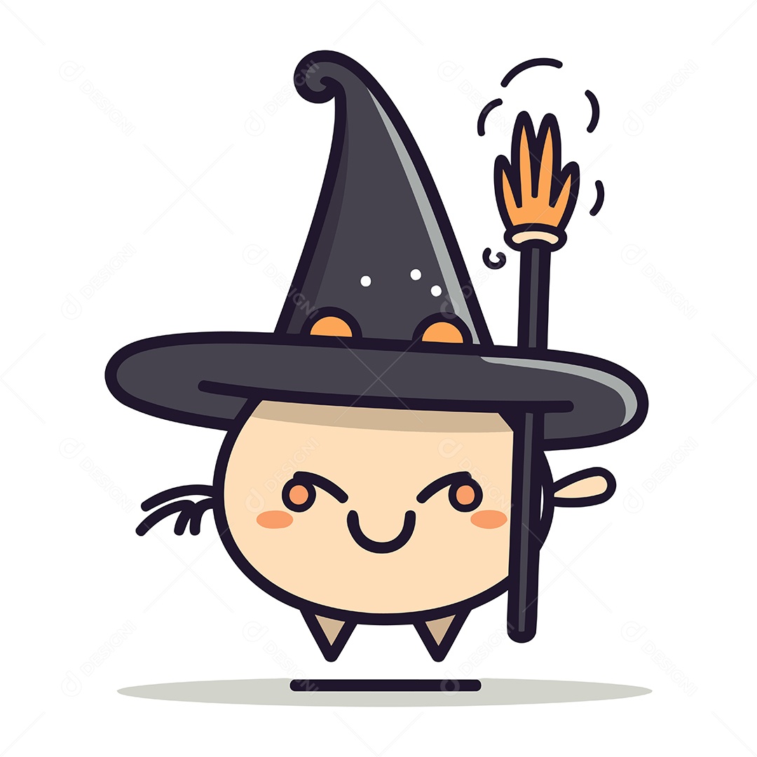 Bruxa Fofa de Desenho Animado Ilustração Vetor EPS