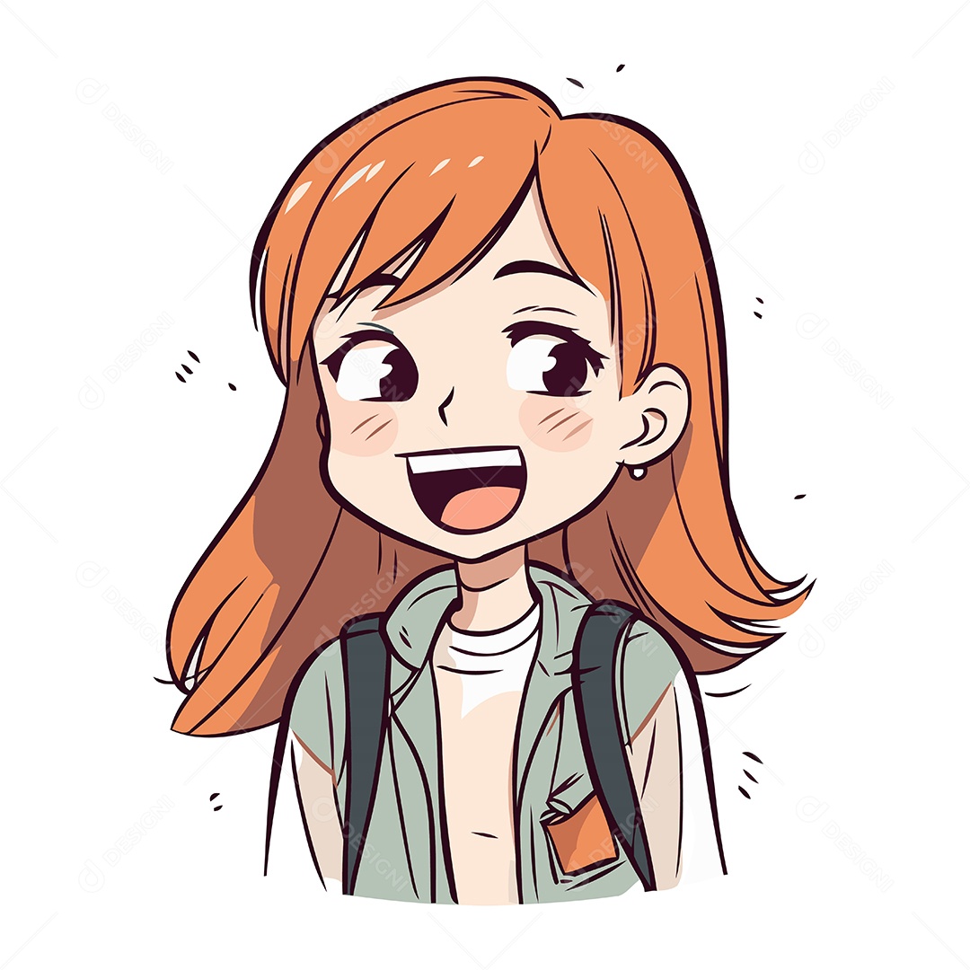 Menina Sorridente e Feliz com Mochila Ilustração Vetor EPS