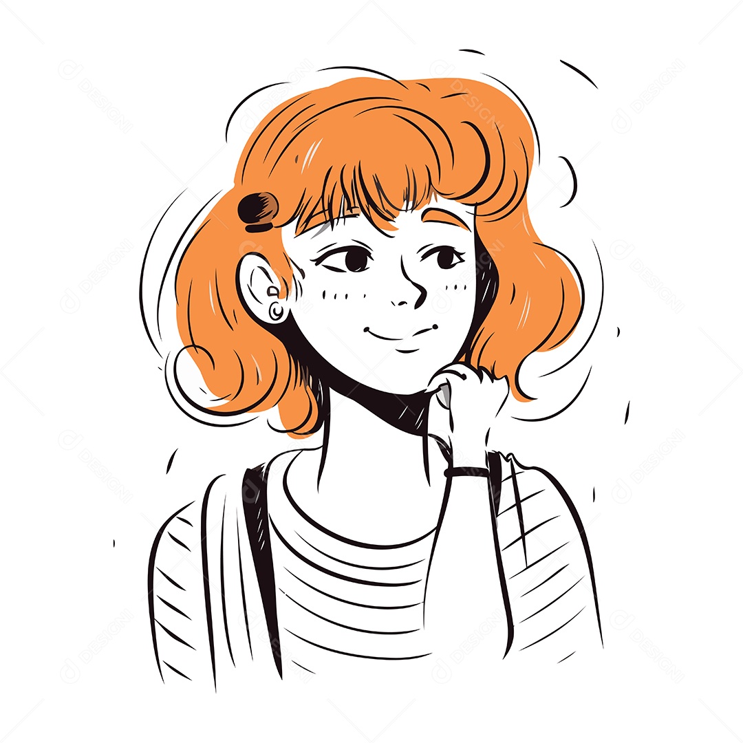 Jovem com Cabelo Ruivo Ilustração Vetor EPS