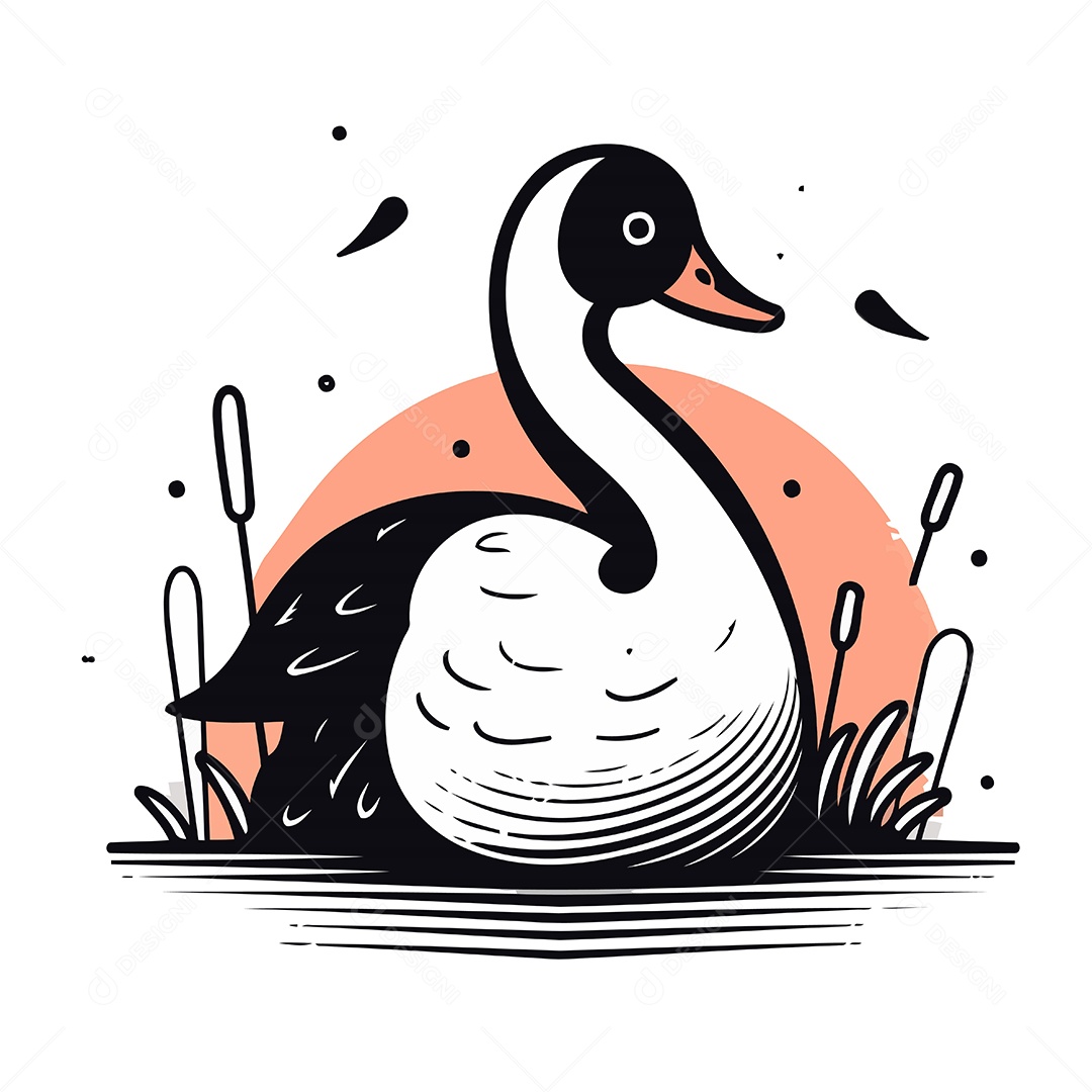 Cisne de Desenho Animado Ilustração Vetor EPS