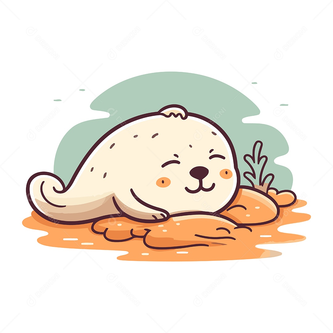 Foca Fofa de Desenho Animado Ilustração Vetor EPS