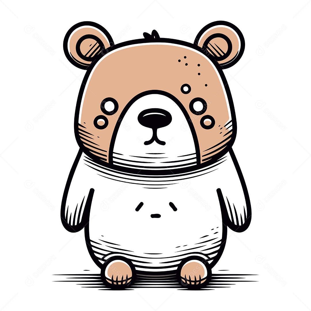 Urso Fofo de Desenho Animado Ilustração Vetor EPS