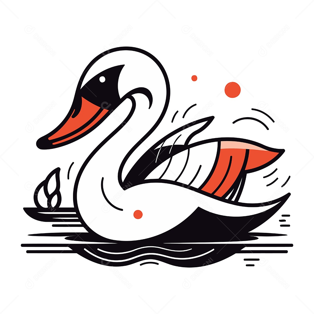 Cisne de Desenho Animado Ilustração Vetor EPS