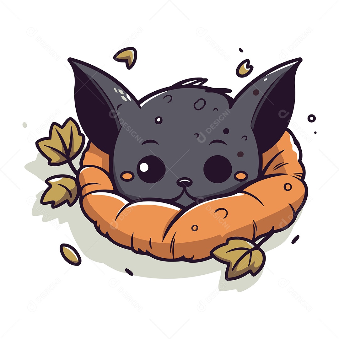 Morcego Fofo de Desenho Animado Ilustração Vetor EPS