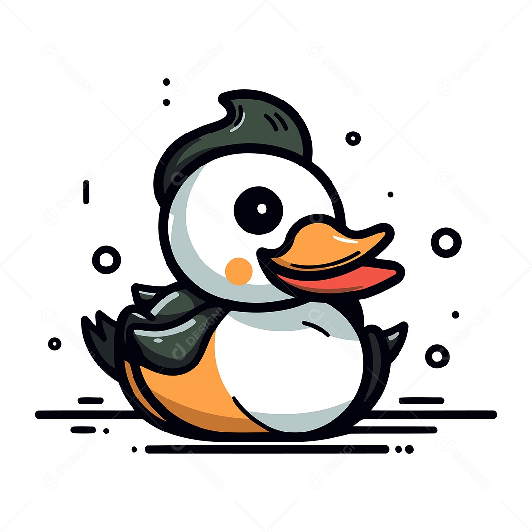 Pato de Desenho Animado Ilustração Vetor EPS