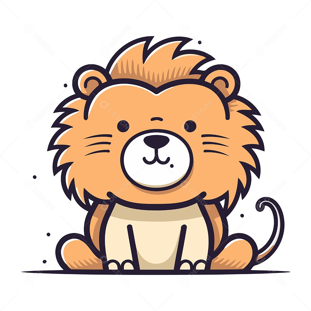 Leão de Desenho Animado Ilustração Vetor EPS