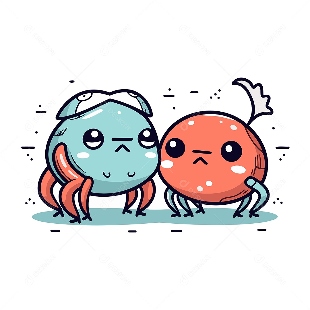 Caranguejos de Desenho Animado Ilustração Vetor EPS