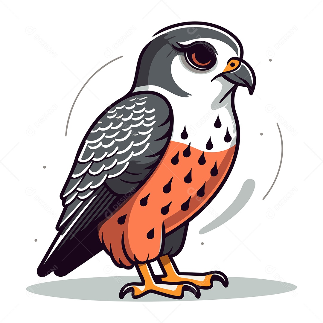 Falcão Peregrino de Desenho Animado Ilustração Vetor EPS