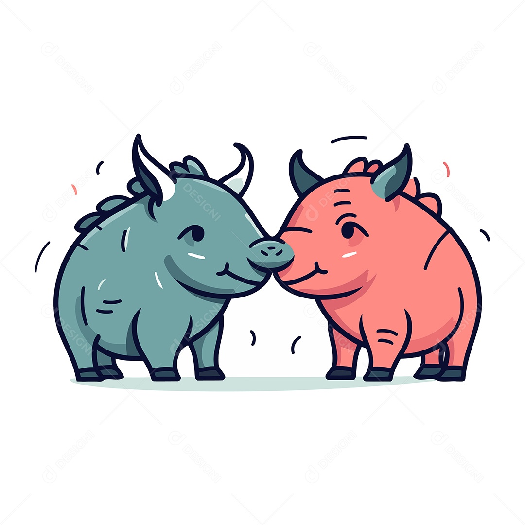 Rinocerontes de Desenho Animado Ilustração Vetor EPS