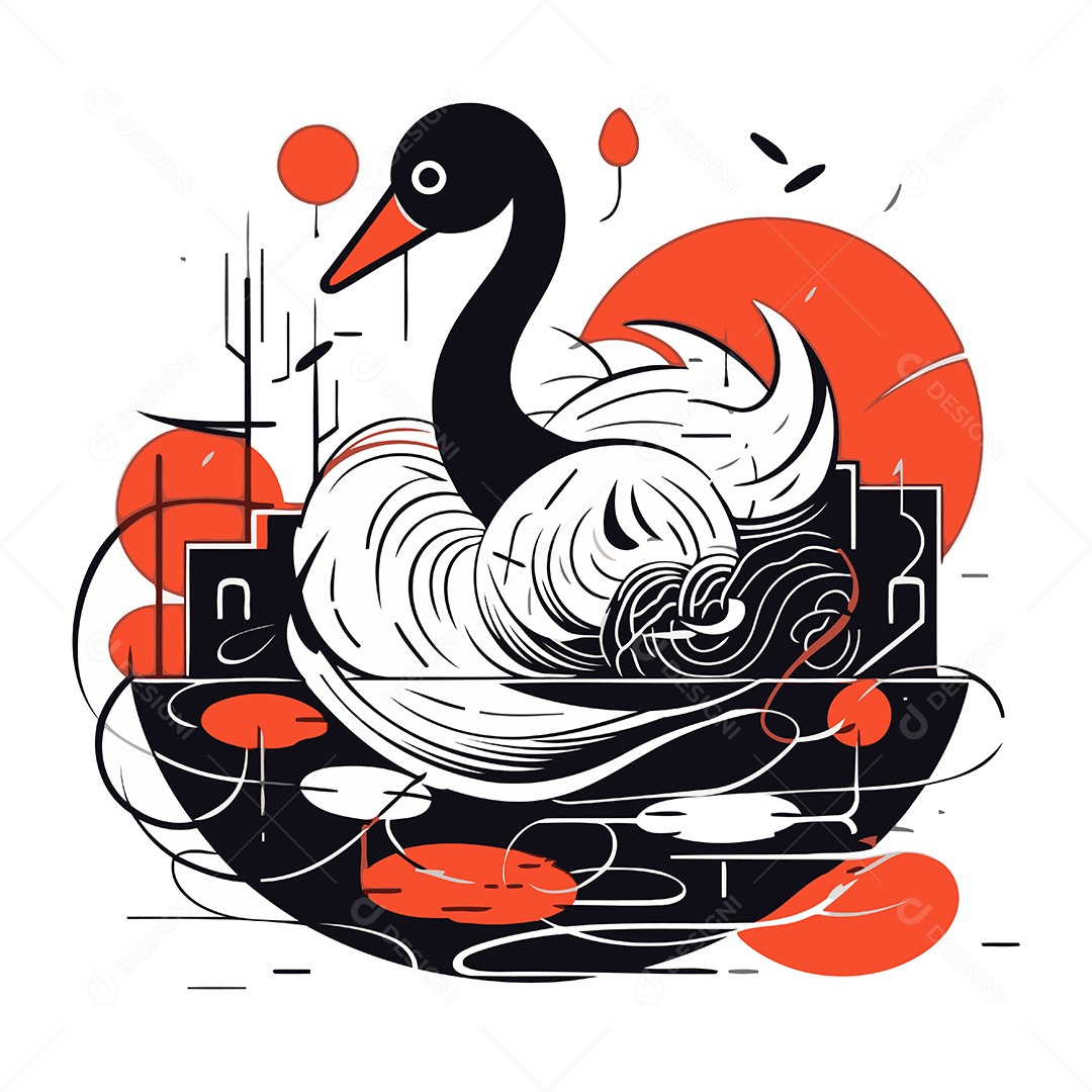 Cisne de Desenho Animado Ilustração Vetor EPS
