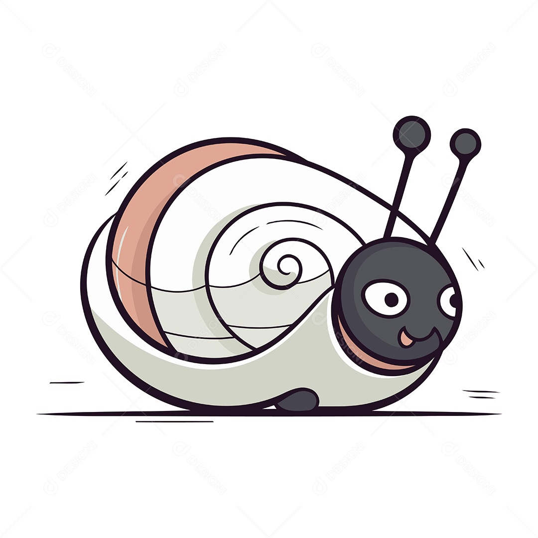 Caracol Fofo de Desenho Animado Ilustração Vetor EPS
