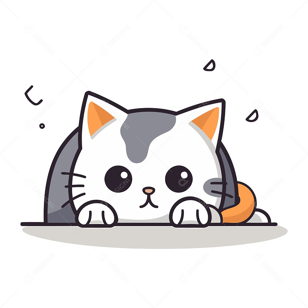 Gato Fofo de Desenho Animado Ilustração Vetor EPS