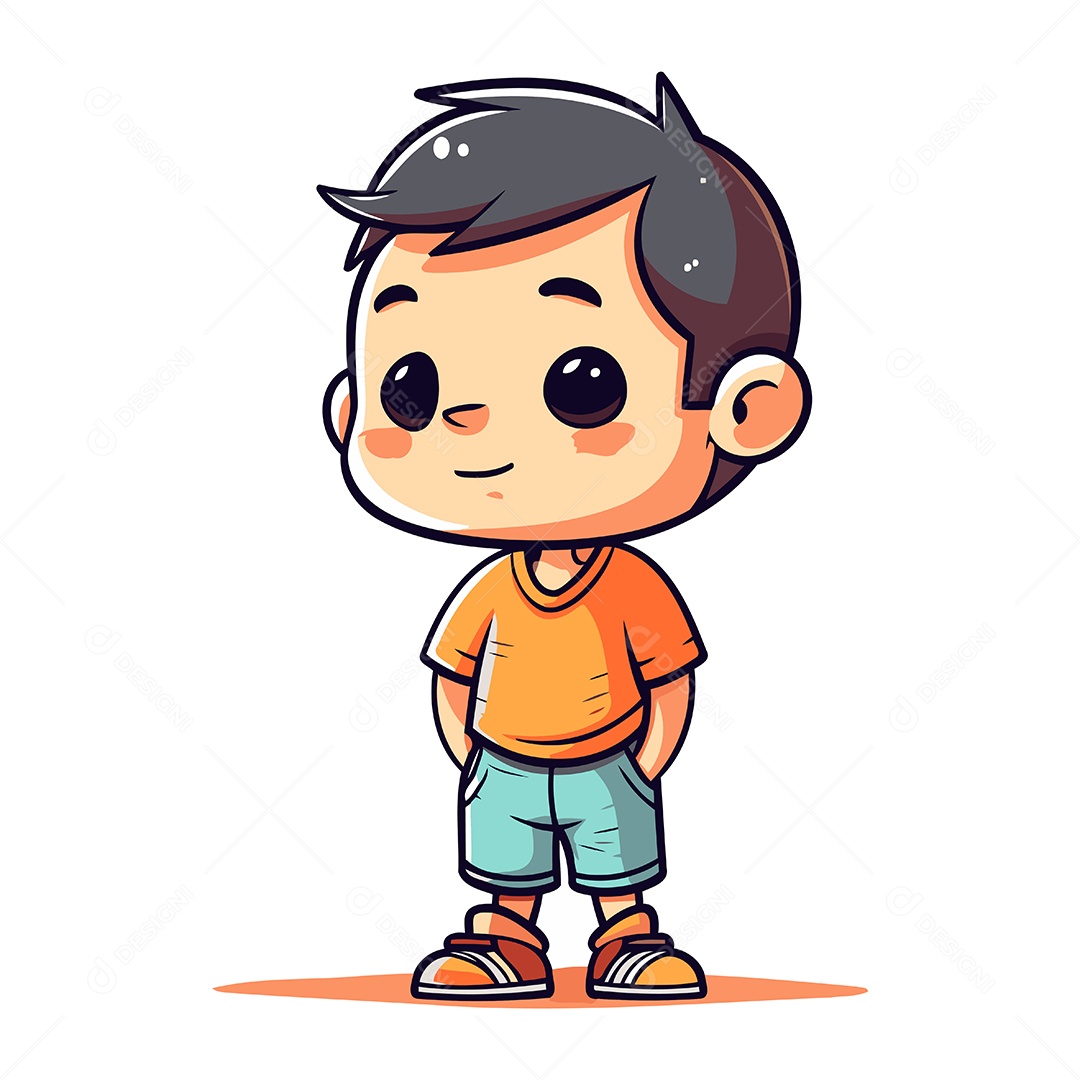 Menino Bonitinho de Desenho Animado Ilustração Vetor EPS