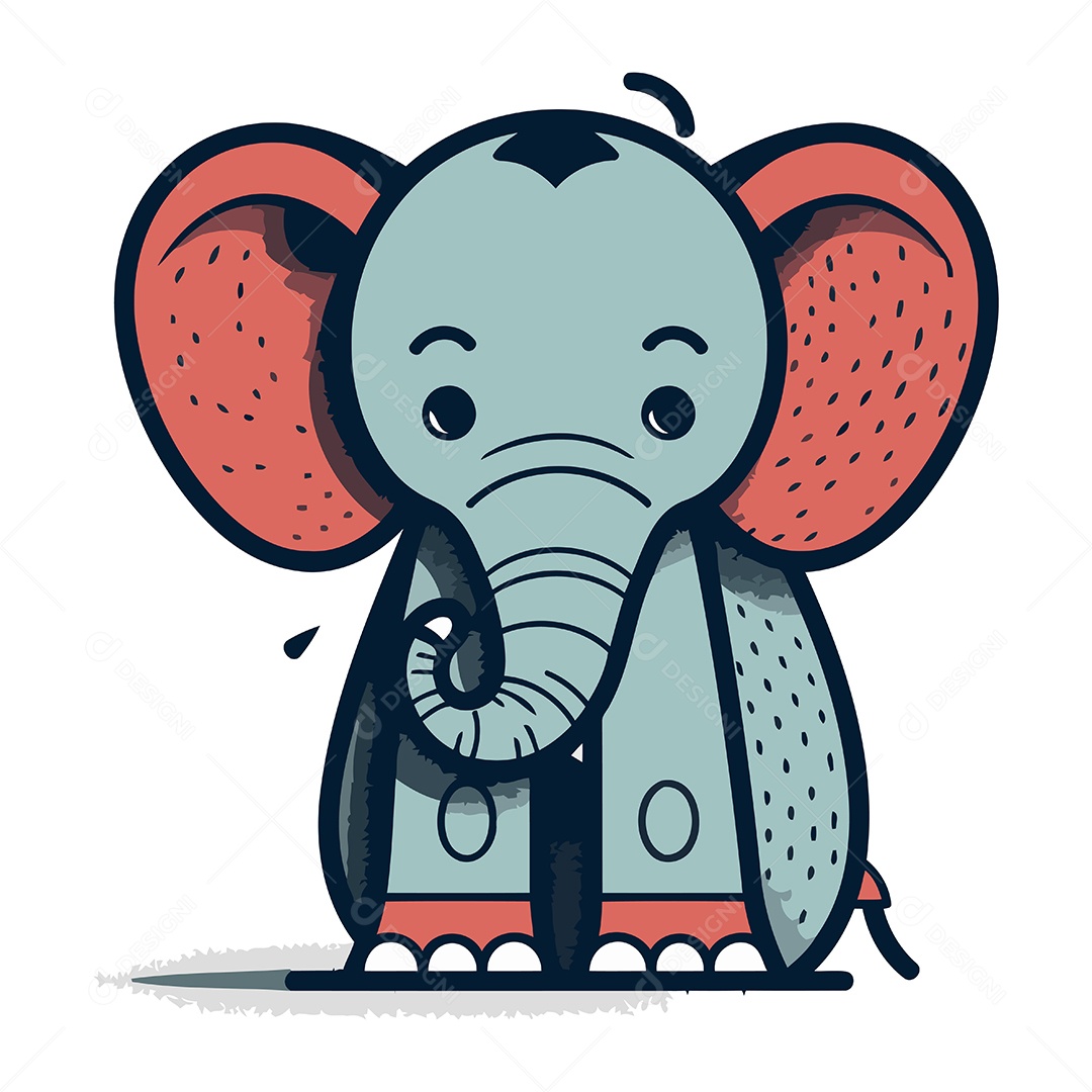 Elefante de Desenho Animado Ilustração Vetor EPS
