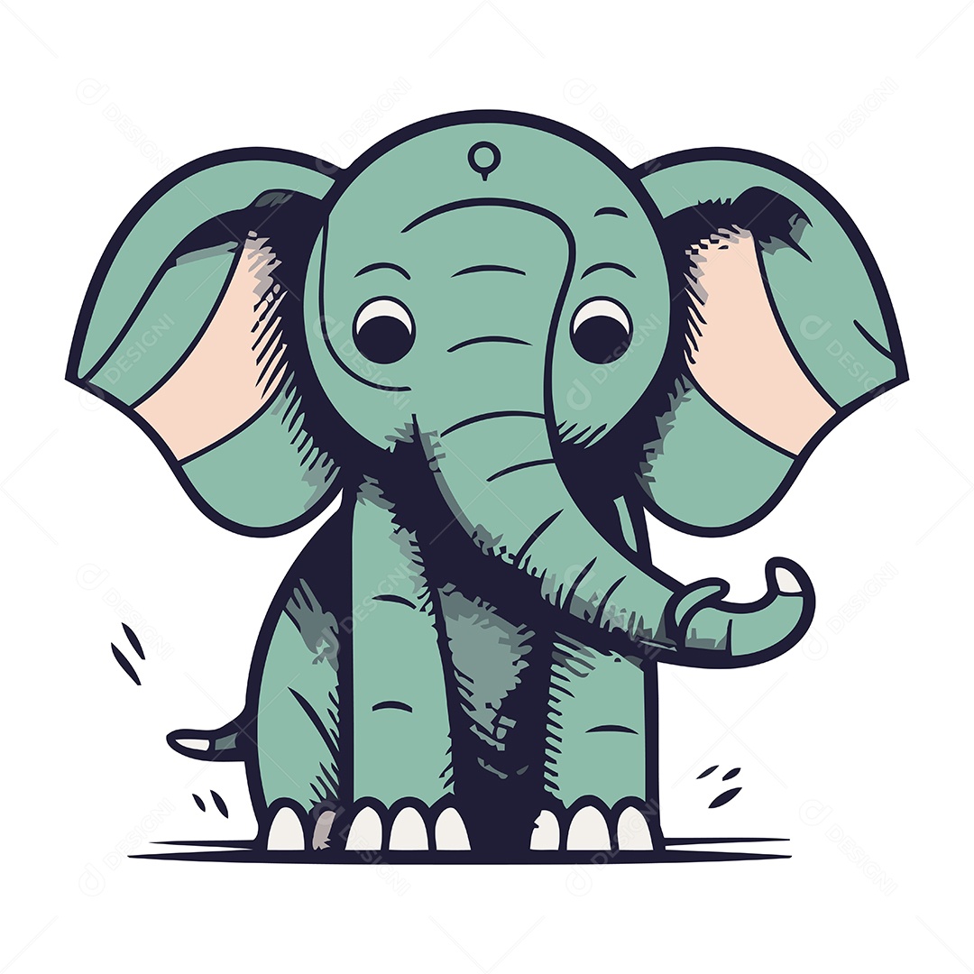 Elefante de Desenho Animado Ilustração Vetor EPS