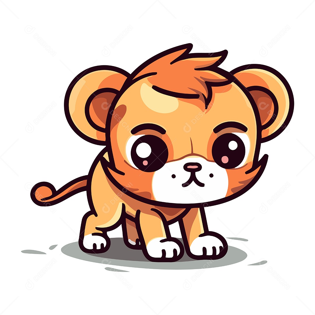 Leão Fofo de Desenho Animado Ilustração Vetor EPS