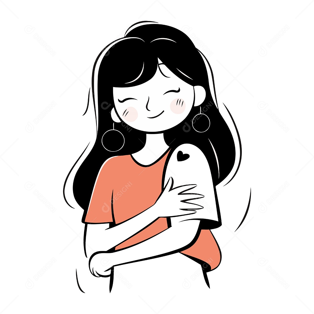 Garota Fofa de Desenho Animado Ilustração Vetor EPS