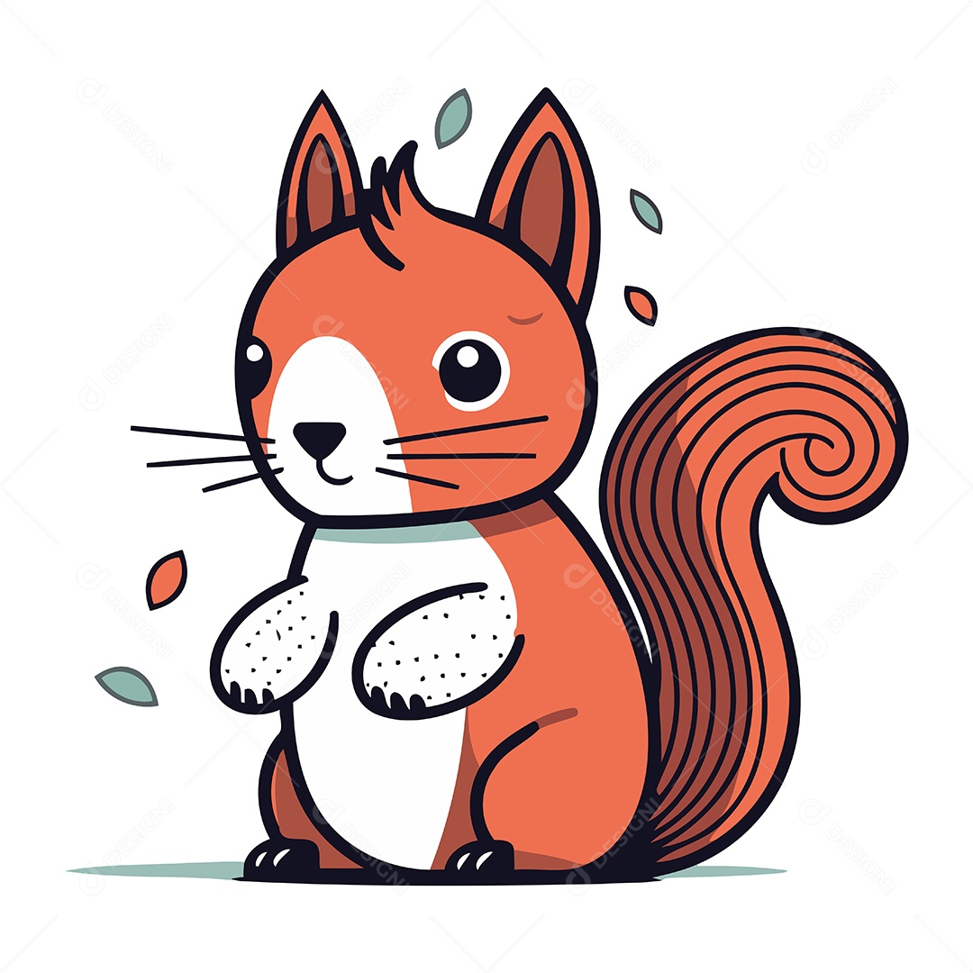 Esquilo Fofo de Desenho Animado Ilustração Vetor EPS