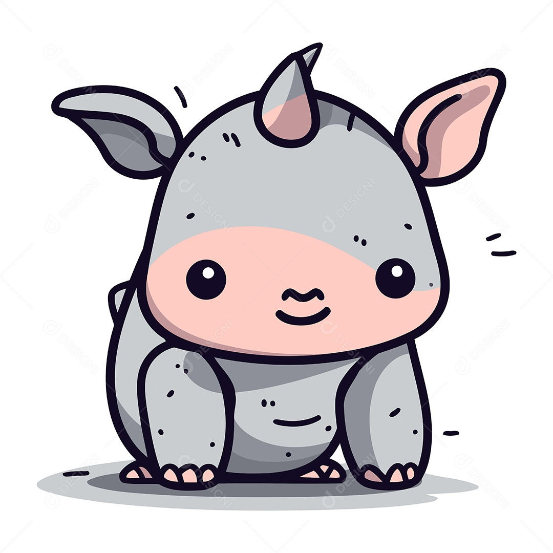 Filhote de Rinoceronte Fofo Ilustração Vetor EPS