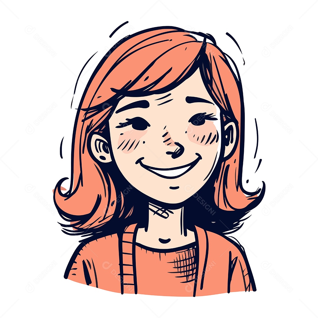 Menina Sorridente com Cabelo Ruivo Ilustração Vetor EPS
