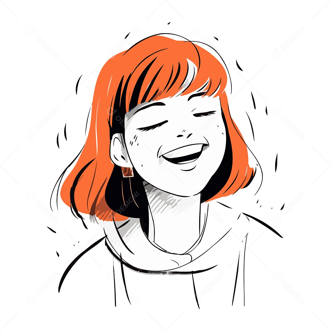 Menina Ruiva Feliz de Desenho Animado Ilustração Vetor EPS