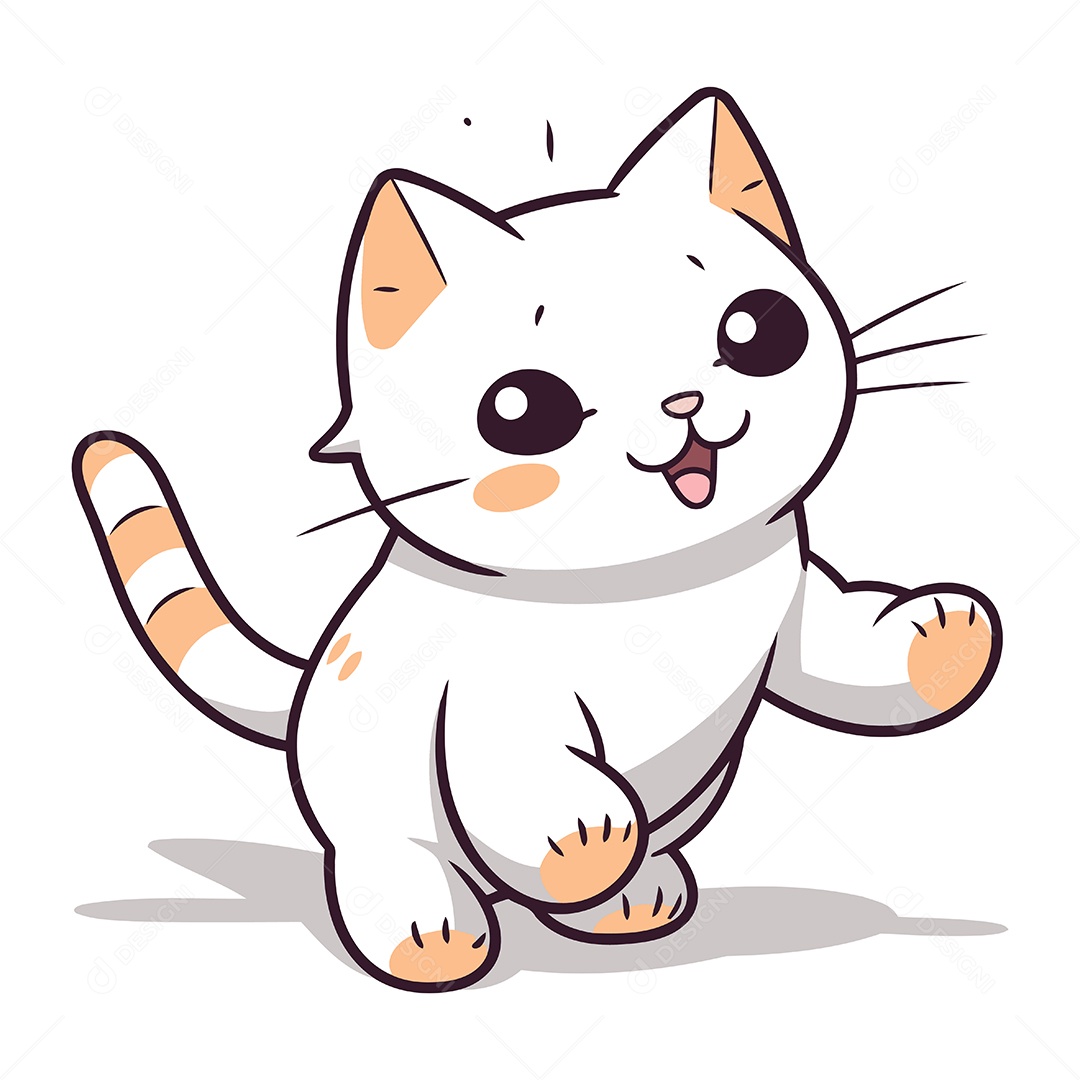 Gato Fofo de Desenho Animado Ilustração Vetor EPS