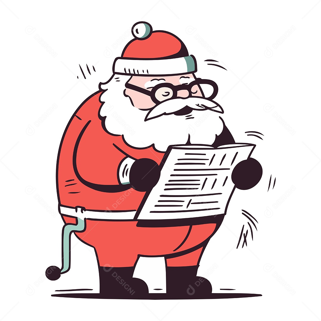 Papai Noel Lendo um Jornal Ilustração Vetor EPS