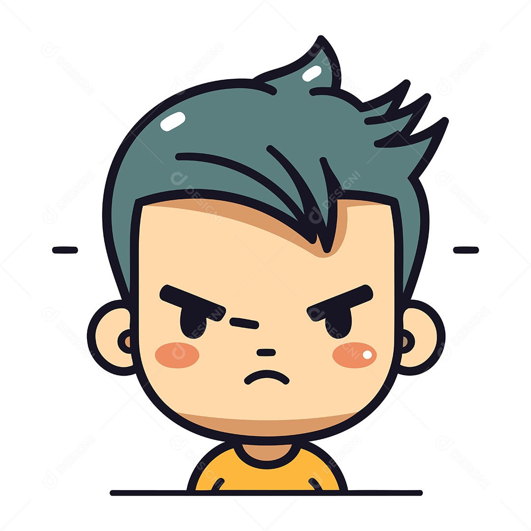 Menino Zangado de Desenho Animado Ilustração Vetor EPS
