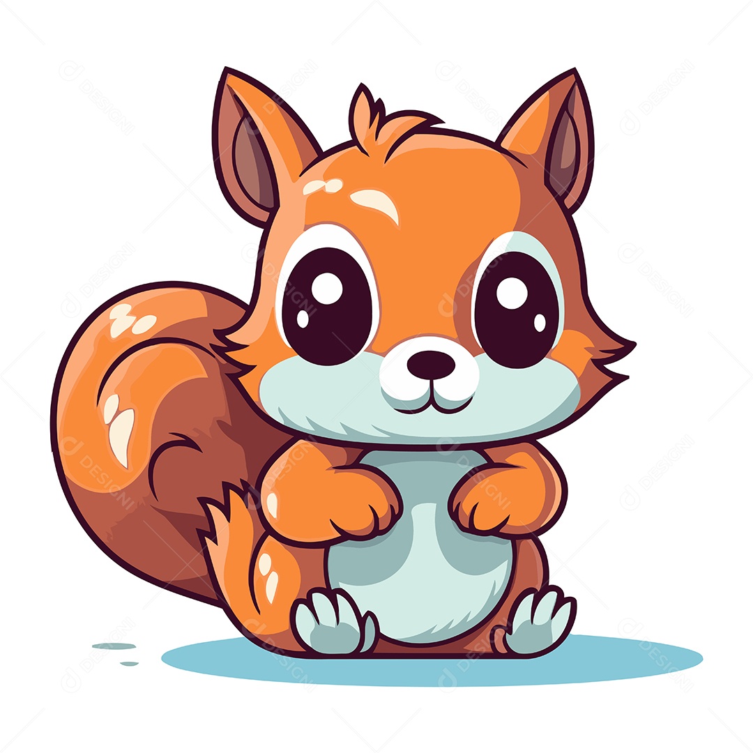 Esquilo Fofo de Desenho Animado Ilustração Vetor EPS