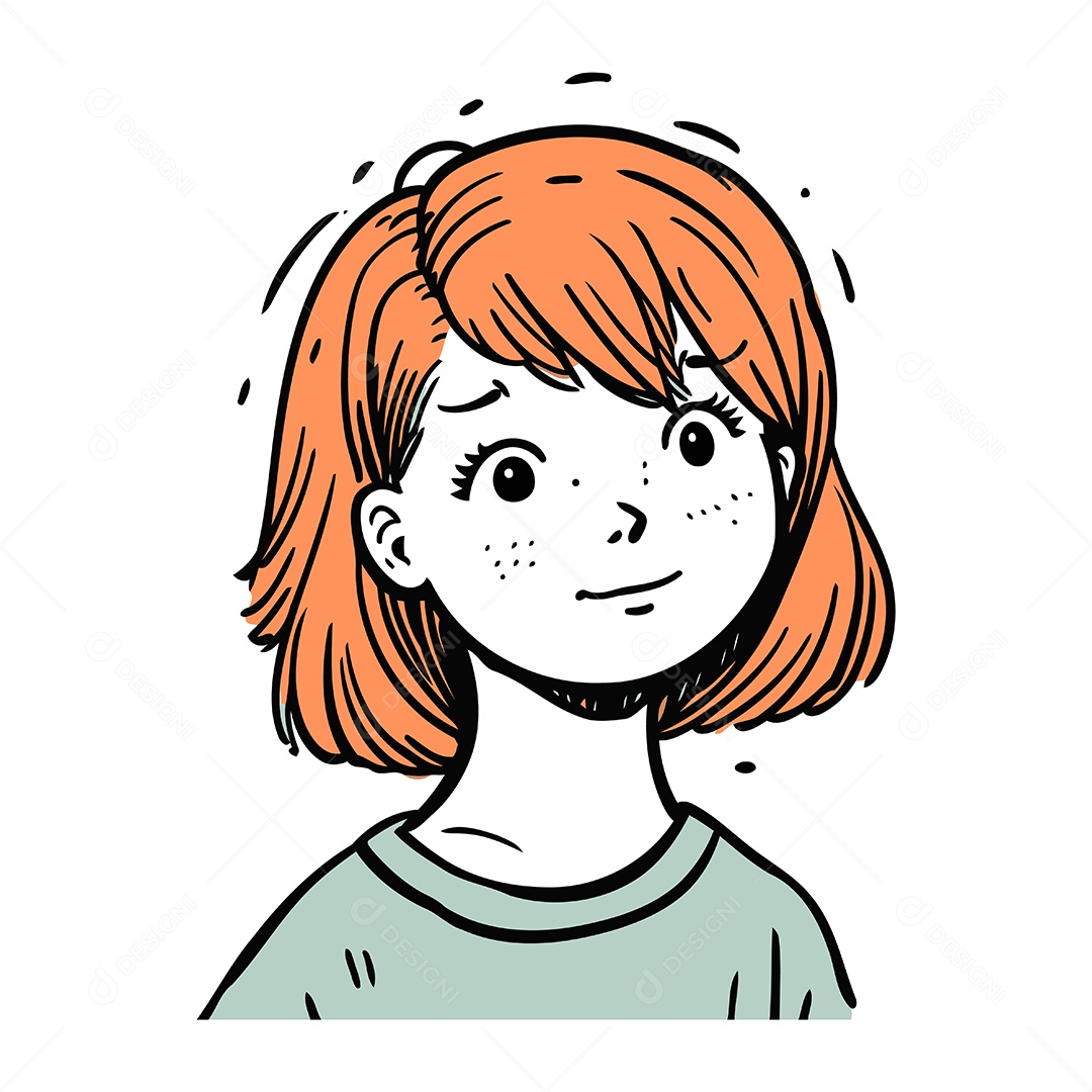 Menina Ruiva de Desenho Animado Ilustração Vetor EPS