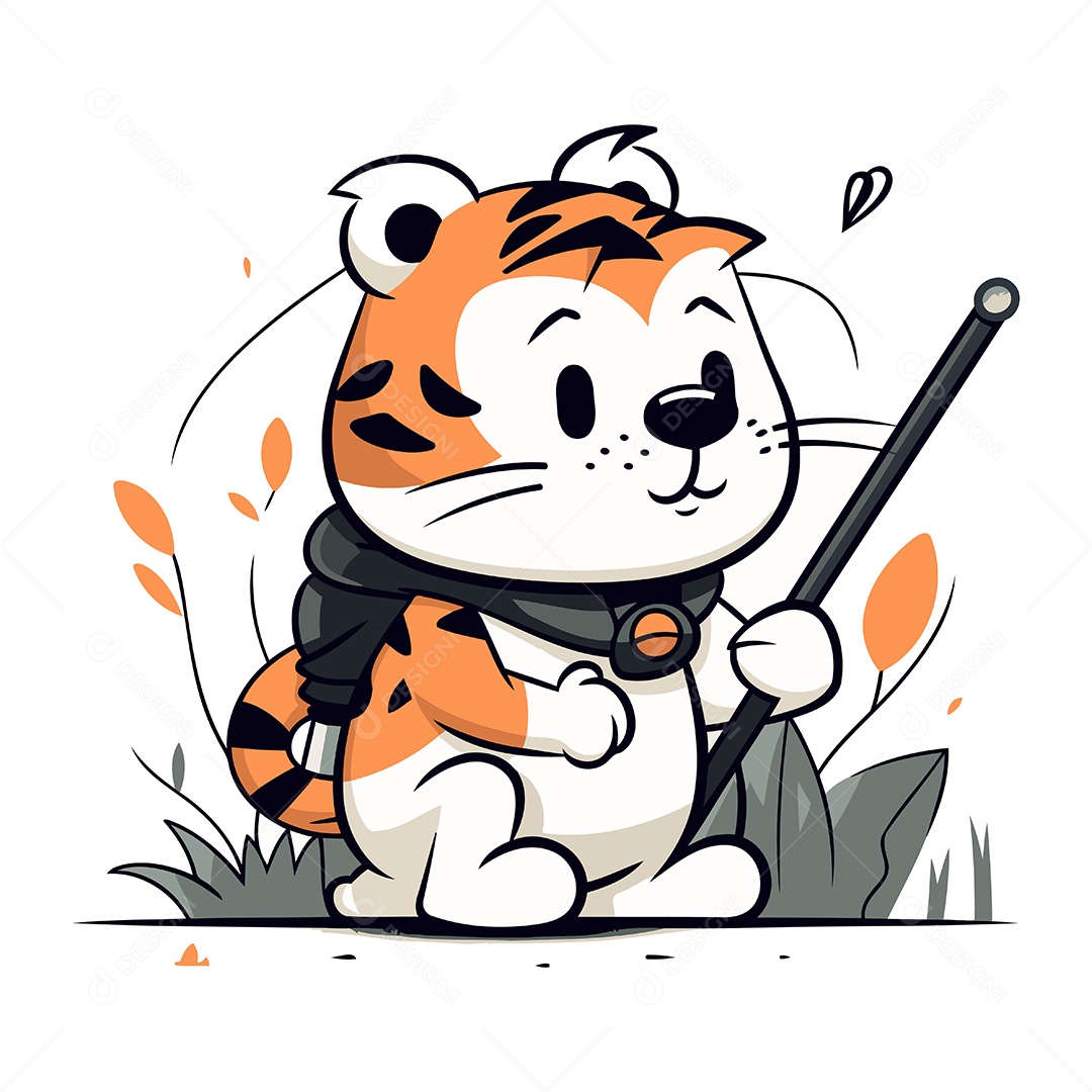 Tigre de Desenho Animado Ilustração Vetor EPS