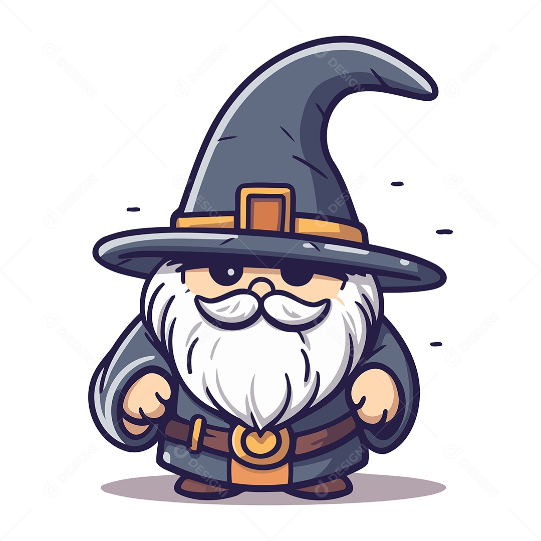 Bruxo de Desenho Animado Ilustração Vetor EPS